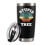 Stupid Tree Funny Disc Golf Player Vacuum Insulated Tumbler Retro Stainless Steel with Removable Lid Drinkware (20 oz)