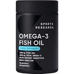 Sports Research Omega-3 Wild Alaskan Fish Oil (1250mg per Capsule) with Triglyceride EPA & DHA | Heart Brain & Joint Support | IFOS 5 Star Certified Non-GMO & Gluten Free - 30 Count…