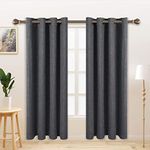 LORDTEX Burlap Linen Look Textured Blackout Curtains for Bedroom with Thermal Insulated Liner - Heavy Thick Grommet Window Drapes for Living Room, 50 x 63 Inch, Grey, Set of 2 Panels