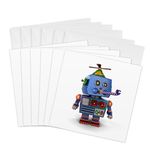 3dRose 8 x 8 x 0.25 Inches Vintage Toy Robot with Birthday Party Hat Blowing a Party Favor Celebration Cute Funny Event Greeting Cards, Set of 6 (gc_155164_1)