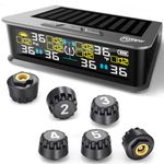 Flydew RV Tire Pressure Monitoring System (TPMS), 6 Sensors & 6 Alarm Modes | 0-144 PSI ±1.5PSI, Solar/USB Charging | for Dually Trucks & Heavy-Duty Trailers