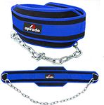 Aprodo Professional Back Support DIP Belt with Steel Chain 36 INCHES Weighted Chain for DIPS Pull UPS Weight Lifting Crossfit, ONE Size FITS All (Blue Black)