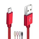 ICEEGO USB to Micro USB Cable, USB A to Micro USB Charger Cable, Android Phone Charger Cable, Data Sync Cord, Samsung, Sony, LG, Motorola, etc. Mobile Charging USB Micro Cable, Red - 2M