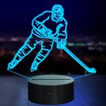 Hockey Gifts for Boys,Ice Hockey Player 3D Night Light for Kids,16 Color Changing LED Illusion Desk Table Lamp for Boys Men Sports Hockey Fan Birthday Christmas Decoration Gifts