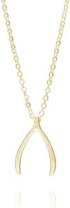 Gold Wishbone Necklace - Beautiful Wish bone Jewelry Necklace, 3/4" Pendant and 18" Chain By GMJ