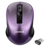 LeadsaiL Wireless Mouse for Laptop, Cordless Computer USB Mouse, Silent, Ambidextrous and 1600DPI with 3 Adjustable Levels for Windows/HP/Lenovo