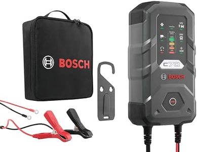 Bosch C70 Car Battery Charger - 10 Amp with Hold Function, for 12V/24V Lead-Acid Batteries, EFB, GEL, AGM and VRLA Batteries