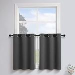 Camper Curtains for Travel Trailers 36 Inches Long Charcoal Dark Grey Grommet Cafe Tier Short Curtains Room Darkening Curtains for Small Window Kitchen Bedroom Loft Width 34 by 36 Inch Length 1 Pair