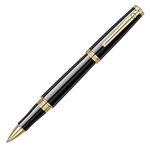 Scrikss Designer Roller Ball Point Pen | Black Brass Body Gold Plated Trims | Heritage Series | Engraved Design