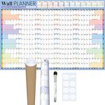 Academic Wall Planner Set 2024-2025 Large A1 (87 x 58cm) Laminated Thick Mid Year Wall Calendar No Creases Runs Aug '24-Jul '25 Marker & Mounting Pads