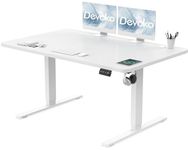 Devoko Electric Standing Desk 120x60cm Sit Stand Table Height Adjustable Desk with Backpack Hook and Memory Smart Pannel, Home Office Desk with Splice Board, White