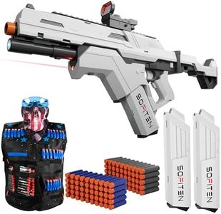 SOFITEN Toy Gun Automatic Sniper Rifle Tactical Vest Toy Foam Blaster with Flashlight Foldable Stock The Shooting Activity Game for Kids Age 8-12 Gifts for Birthday Xmas