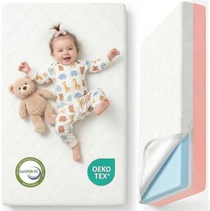 DeerFable Dual Sided Baby Crib Mattress, 5 Inch Thick Soft & Firm Memory Foam Breathable Toddler Mattress, 4 in1 Standard Baby Bed Mattresses with Removable Washable Cover 52x27.6x5 - Pink