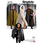 Simplicity 8770 Unisex Fantasy Halloween and Cosplay Cape Costume Sewing Pattern, 4 Styles, One Size