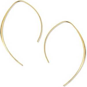 Humble Chic Upside Down Hoop Earrings - Hypoallergenic Lightweight Wire Needle Drop Dangle Threader Hoops for Women, Safe for Sensitive Ears, 2.25" inch - 18k Gold Plated
