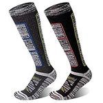 NIQIAO Merino Wool Ski Socks 2 Pairs, Knee High Compression Socks, High-Performance Moisture Wicking Thermal Winter Warm Outdoor Sports Socks for Hiking Skiing Climbing