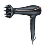 Beurer HC 80 2200 Watts Hair Dryer Easy Drying and Styling with 3 Heat ,2 Blower Settings and Detachable Slim Professional Nozzle| Volume Diffuser| 3 Years Warranty, Black