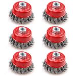 RealPlus 3" Twisted Knotted Wire Cup Brush for Angle Grinders, with 5/8"-11 Arbor for Heavy Cleaning Rust, Stripping and Abrasive (6 Pack)