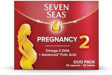 Seven Seas Pregnancy, Pregnancy Vitamins with Omega-3 DHA and Advanced* Folic Acid, Iron, Vitamins B6 and B12, 28 Capsules + 28 Tablets, 4-Week Supply