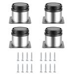 HAOCHEN 4 Pcs Adjustable Legs, Stainless Steel Furniture Feet, Table Desk Cabinet Kitchen Adjustable Feet Round With Screws(Adjustable Height 0-10mm)