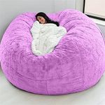 Giant Bean Bag Chairs Cover, 5/6/7ft Soft Fluffy Lazy Sofa Plush Beanbag Chair Durable Comfortable Oversized Round Cover for Kids Teens and Adults (No Filler)