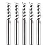 SpeTool 5PCS O Flute (Single Flute) End Mill Set 1/4" Shank, Carbide Spiral Upcut Router Bit for CNC Router Milling Cutter