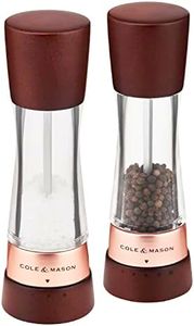Cole & Mason Derwent Chestnut Rose Gold Salt and Pepper Mills - Gift Set | Precision+ Mechanisms | Beech Wood | Clear Acrylic | 6 Adjustable Grind Settings | Lifetime Mechanism Guarantee | 190mm
