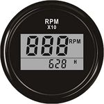 ELING Waterproof Digital Tachometer REV Counter RPM Gauge With Hour Meter 9990RPM 52mm 9-32V With Backlight