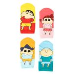 THELA GAADI Shinchan Socks - Pure Cotton Printed Funky Socks for Men & Women | Low Cut Ankle Length Socks | Odour Free & Beathable, Free Size | Pack of 4 (Shinchan Friends)