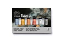 Winsor & Newton Cotman Watercolor Paint Set, 6 Metallic Colors, 8ml (0.27-oz) Tubes