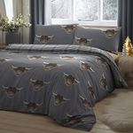 Fusion - Highland Cow - Easy Care Duvet Cover Set - 1 pc, King Bed Size in Grey