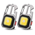 T-SUN Halloween Portable Mini LED Small Work Light Keychain Flashlight 7 Modes 800 Lumens Rechargeable Inspection Lights with Bottle Opener Magnetic Base for Camping Repair Emergency Lighting (2 PCS)