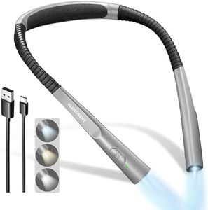 Glocusent Lampe de Lecture de Cou LED pour Lire au Lit, Minuterie de 30 Minutes, 3 Couleurs et 3 Niveaux de Luminosité Réglables, Rechargeable & Longue Durée, Parfaite pour la Tricot