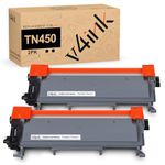 V4INK 2 Pack Replacement for Brother TN450 TN420 Black Toner Cartridge High Yield Use for HL-2240d HL-2270dw HL-2280dw MFC-7360n MFC-7860dw Series Printer