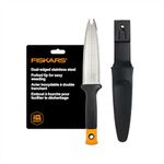 Fiskars Hori Hori Garden Knife, Precision-Ground Serrated Blade, Forked Tip Weeding & Planting Tool,Stainless Steel Adjustable