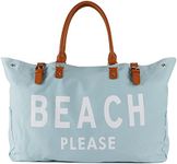 Beach Bag with Leather Handle, Extra Large Beach Tote Bag for Women Waterproof,Blue