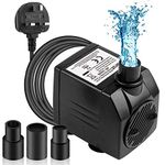 BARST - 350L/H Submersible Pump - Ultra Quiet Water Pump (7W) with 4 Strong Suction Cups and 3 Nozzles - for Aquariums, Ponds, Hydroponics, Water Fountains