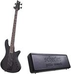 Schecter Stiletto Stealth 4-String Bass Guitar in Satin Black Bundle with Schecter Universal Bass Guitar Hard Shell Case