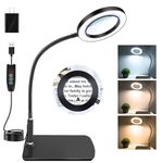 NZQXJXZ 10X 20X Magnifying Glass with 72 LEDs Light and Stand, Magnifying Lamp with 3 Color Modes and 10 Stepless Dimmable, Magnifier Desk Lamp for Hobbies, Reading, Close Work, Jewelry