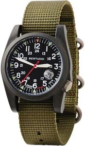 BERTUCCI A-3PS SOLAR FIELD Watch | Optic White Dial/Black Case | Nylon Band, Forest, green