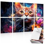 TONOR 8 Pack Art Acoustic Panel, Self-Adhesive Wall Panels, 48"X32" Sound Absorbing Panels, Decorative Soundproof Panels, Acoustic Treatment for Recording Studio, Office, Home, Cat
