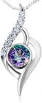 Natural Gemstone and Zirconia Pendant, Modern Crossover-Inspired 45cm necklace for Women, Sterling Silver Mystic topaz Multi colour, Masterpiece Jewellery Australia (Violet Green)