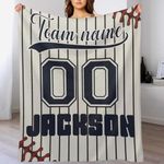 Personalized Baseball Throw Blanket, Custom Sport Fans Blankets for Couch Queen Size, Baby Flannel Fleece Blanket, Baseball Gifts, for Men, Baseball Team Gifts