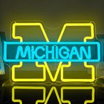 JanHune Michigan Neon Sign Football LED Signs Neon Lights for Bedroom Wall Michigan Light Up Signs for Man Cave Bar Pub University Michigan Neon Wall Sign Decor