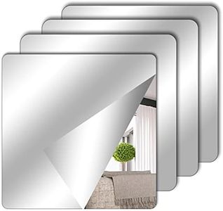 4 Piezas Espejos Autoadhesivos 15 x 15 cm, espejos acrílicos para la escuela, hojas de espejo flexibles, pegatinas de espejo para pared, escuela, hogar, sala de estar, baño, dormitorio, decoración