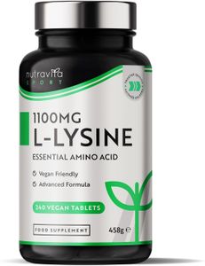 Nutravita L-Lysine 1100mg Tablets – 240 Count Amino Acid Supplement