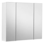 VASAGLE BBK22WT Bathroom Wall Cabinet with Mirror, 3 Door Storage Unit, 60 x 15 x 55 cm, with Adjustable Shelf, Modern, White BBK22WT