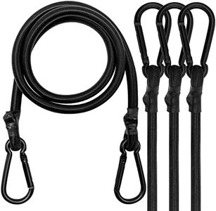 Bungee Cords with Carabiner Clips, 4 Pack Long Heavy Duty Carabiner Bungee Cord 120 cm, Extra Strong Black Bungee Straps with Carabiner Hooks for Camping, Tarps, Bike Rack, Tent, Car