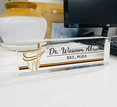 OOCLAS Desk Name Plates For Dentist, Custom Acrylic Desk Name Plate, Personalized Desk Nameplates For Doctors In Size 8 X 2.50 X 1.25 Inches