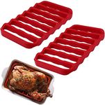 Geekbuzz 2Pack Roast Rack Non Stick Silicone Oven & Dishwasher Safe Roasting Rack Grill Slow Cooker Cooling Rack BBQ Accessories (Rectangle)